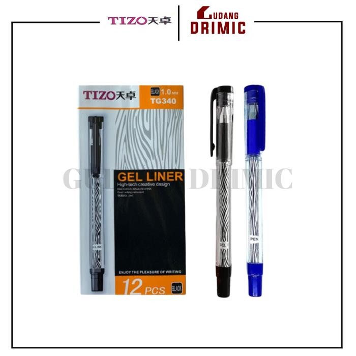 

Pulpen Gel TIZO TG340 Hitam Biru 1.0 mm / Pen Tanda Tangan - 1 lusin isi 12 pcs