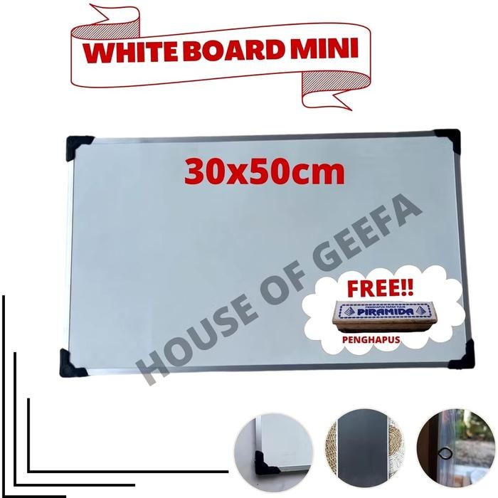 

White Board Papan Tulis Anak MIni Untuk Sekolah Belajar Les Rapat Ukuran 30x50cm