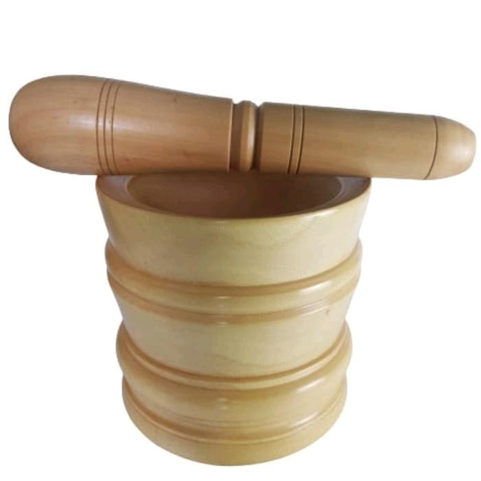 TERMURAH SET LUMPANG KAYU BESAR (UKIR) + ALU / Tumbukan Kayu / Lesung Kayu / Ulekan Kayu / Peralatan