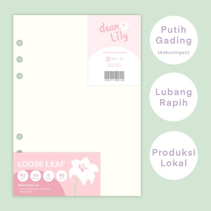 

A5 Loose Leaf Binder Putih Gading Cream Motif Garis Polos Grid Dot 50