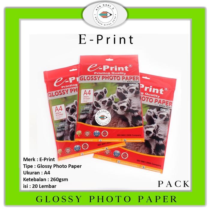 

Eprint Glossy Photo Paper Glossy A4 260gsm