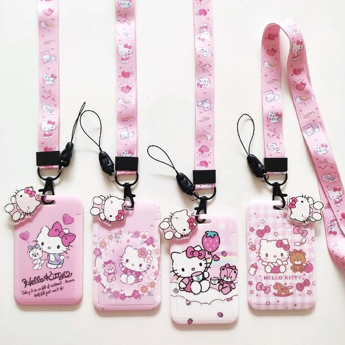 

ID Card Holder Name Tag Lanyard Kalung Kartu Lucu Cute Pink Hello Kitty Sanrio Tali
