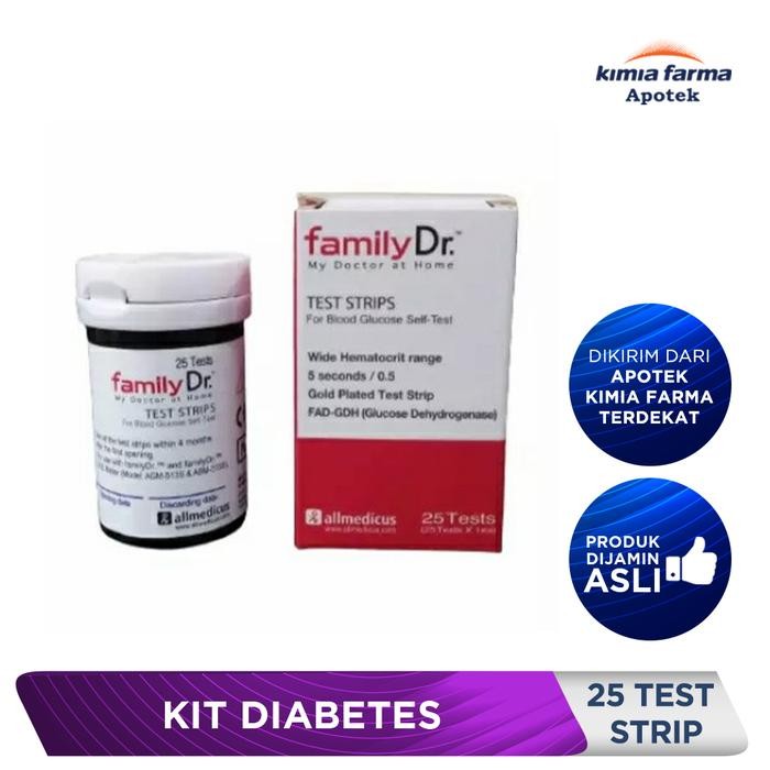 FAMILY DR GLUKOSA 25 TEST STRIP / ALAT CEK GULA DARAH / KIMIA FARMA