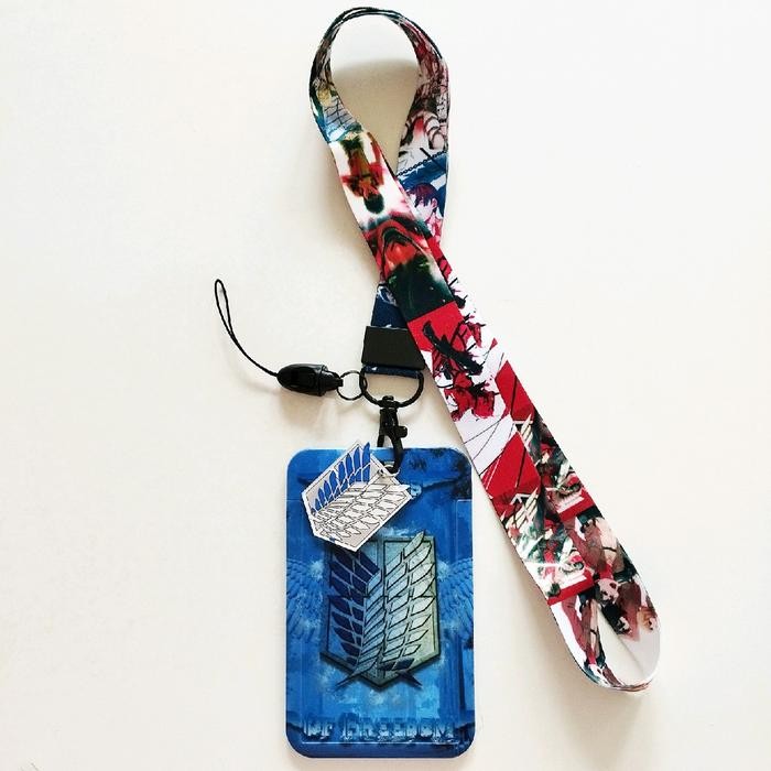 

Shingeki no Kyojin Attack on Titan ID Card Holder Lanyard Name Tag Gantungan Kalung Wadah Kartu Nama