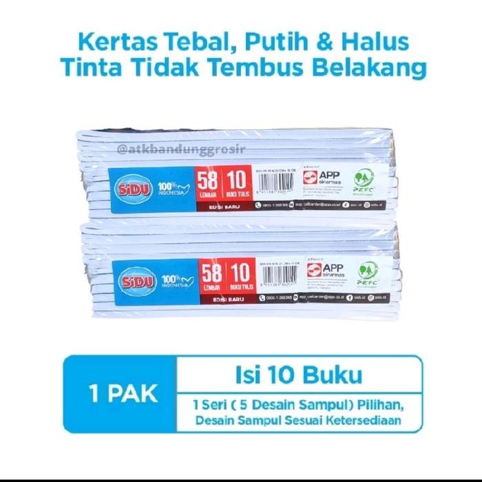 

Buku tulis sidu 58 lembar /Sinar dunia 58 lembar isi 10 buku