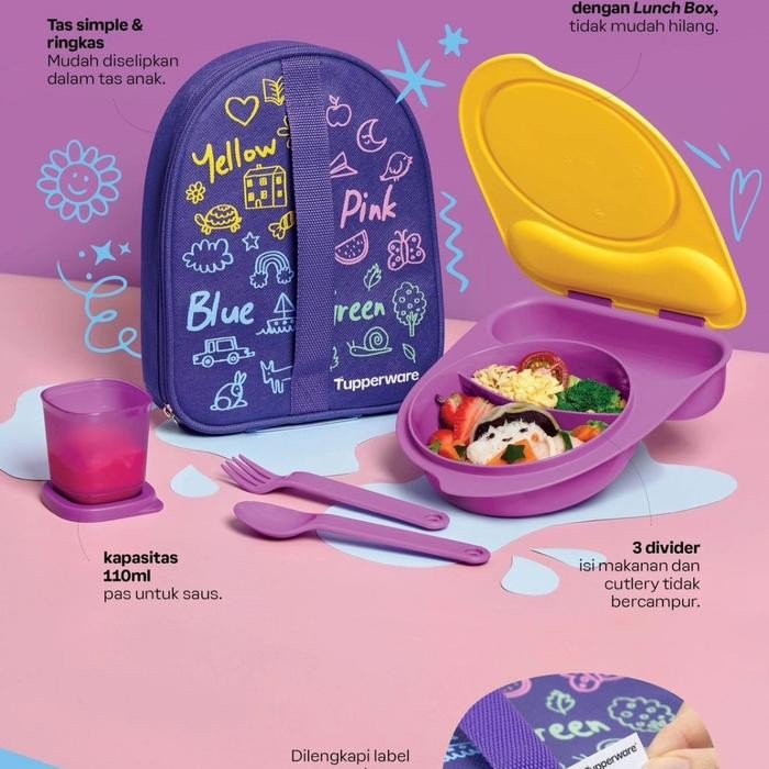 kiddos lunch box lunch set tupperware seri colours lunch box anak TK SD