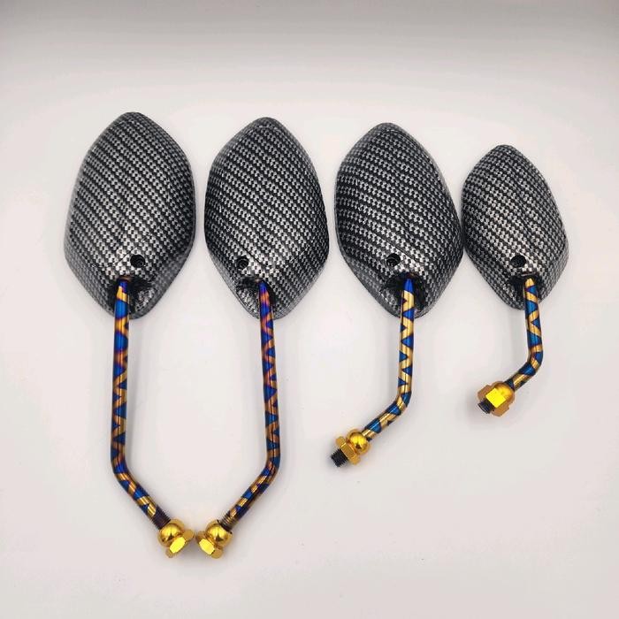 TERLARIS SPION HONDA BEAT KARBON GAGANG BLUE X PANJANG - TANGGUNG - MINI - SPION KARBON VARIASI