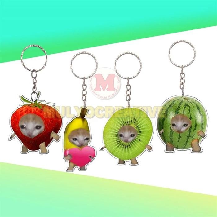 

Gantungan Kunci Versi Buah Lucu Keychain Meme Banana Cat Love Kucing Ganci Akrilik Dua Sisi PREMIUM