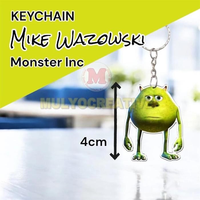 Ganci Akrilik Keychain Meme Mike Wazowski Monster Gantungan Kunci Bolak Balik PREMIUM
