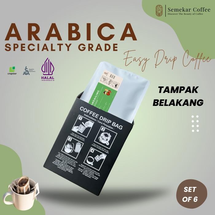 

Ready- Kopi Drip Bag Bali Kintamani Arabica Specialty Coffee Grade 1 - Box 6 Pcs Hampers Kado Gift