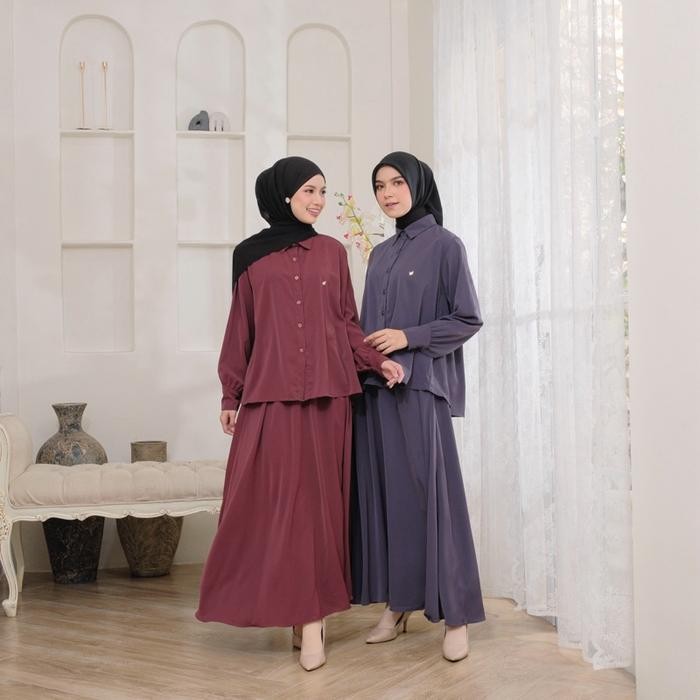 By Dolla - Dania Oneset Rok - Baju Oneset Baju dan Rok Muslim Polos Wanita Dewasa Panjang Lebaran