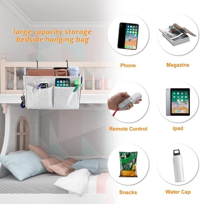 

DISKON Tas Bedside er Organizer Bag Sofa Kasur Tempat Tidur Hanging Bag Tempat Remote Ac Tv Buku