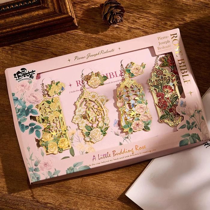 

TERMURAH Pems Buku Bookmark Penanda Pems Buku Logam Indah Cerita Bunga Berongga gaya kotak hadiah