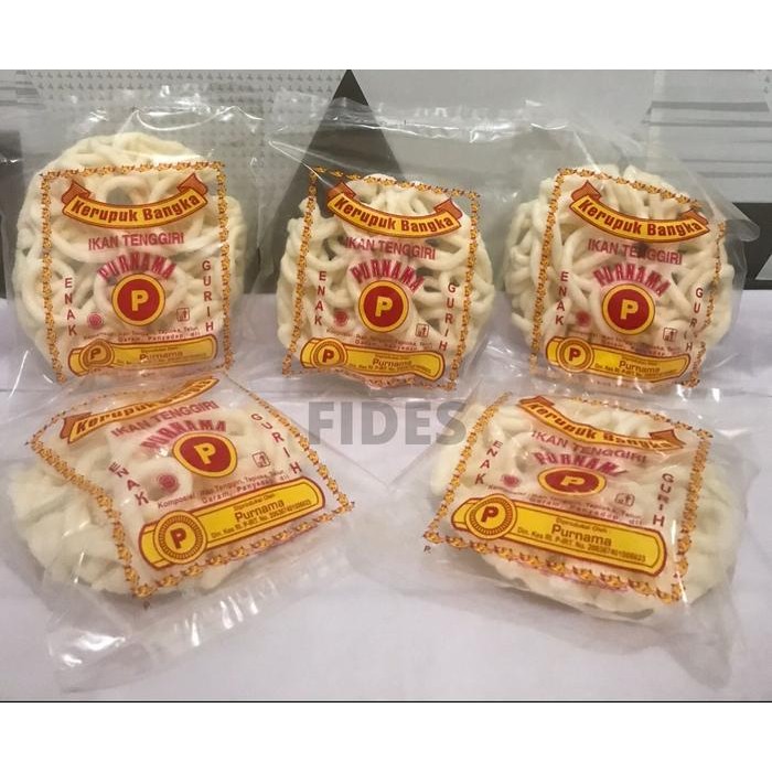 

Kerupuk Keriting Bangka Ikan Tenggiri Merk Purnama - Isi 40 Pcs/ 1 Bal
