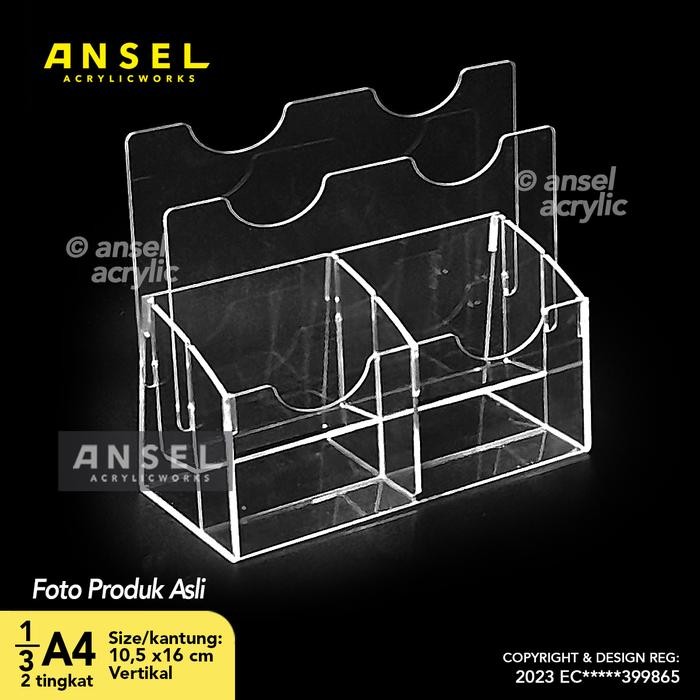 

Ansel Tempat Brosur Akrilik 2 Tingkat [ 1/3 A4 - A6 ] Tipe E2 - 2 Susun [Acrylic Display Holder,