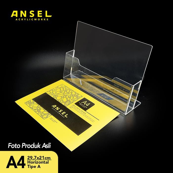 

Tempat Brosur Akrilik / Flyer Holder - A4 Horizontal - Tipe A Bening