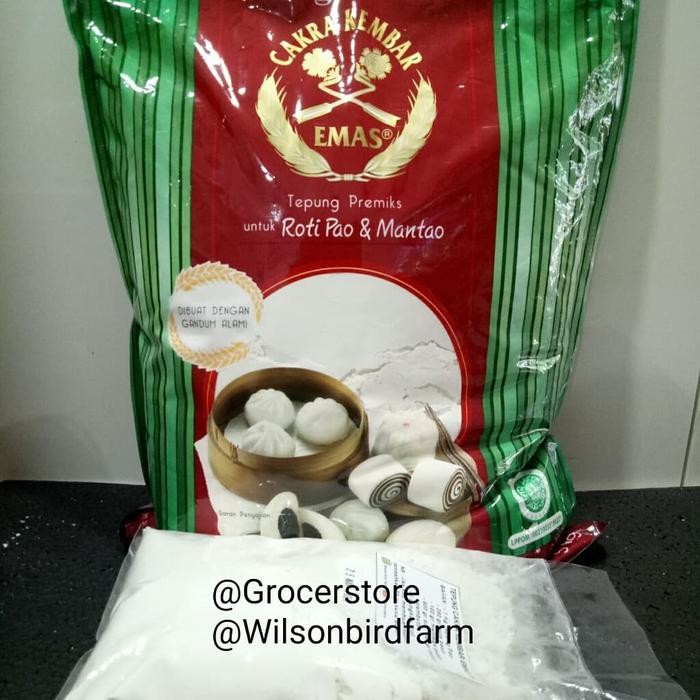 

(Rdm) - Tepung Roti Pao Mantao Bakpao Cakra Kembar Emas Repack 1Kg