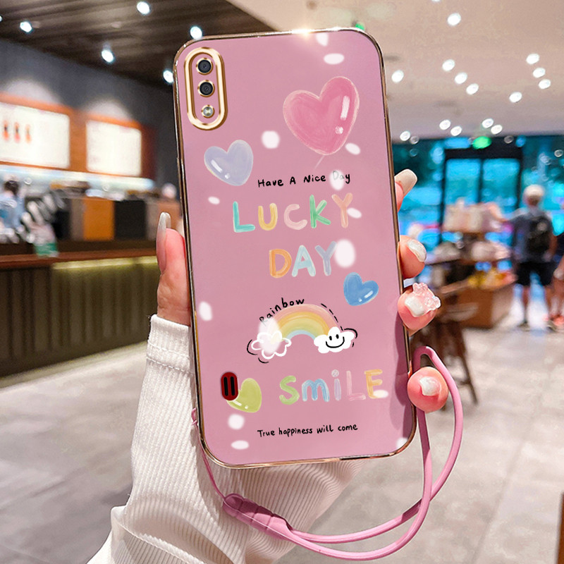 Casing Hp Untuk Samsung Galaxy A01 M01 Core A01 Core Case Kartun Pelangi lucu Kasing Kesing tali ber