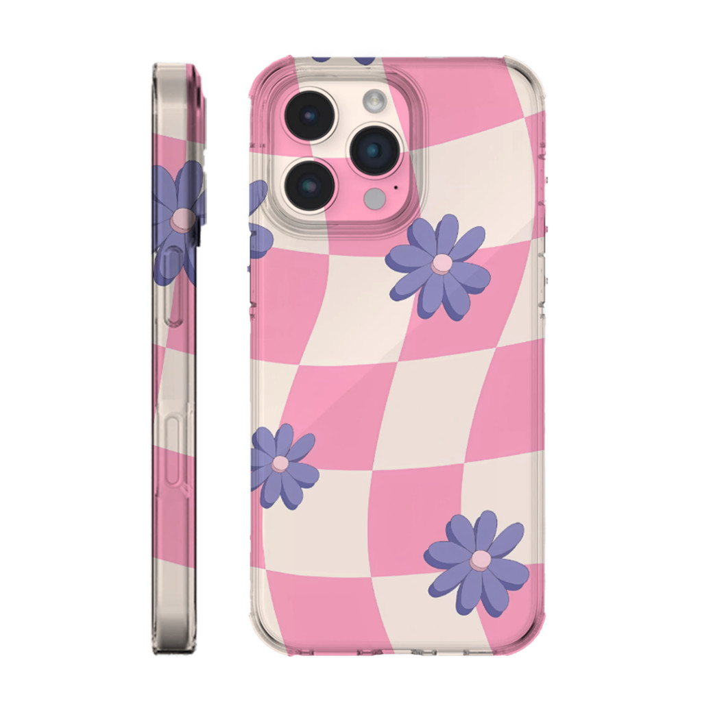 Hardcase Motif Kotak dan Bunga Pink Iphone 7/8 Iphone 12 Iphone 12 pro Iphone 11 Iphone XS max with 