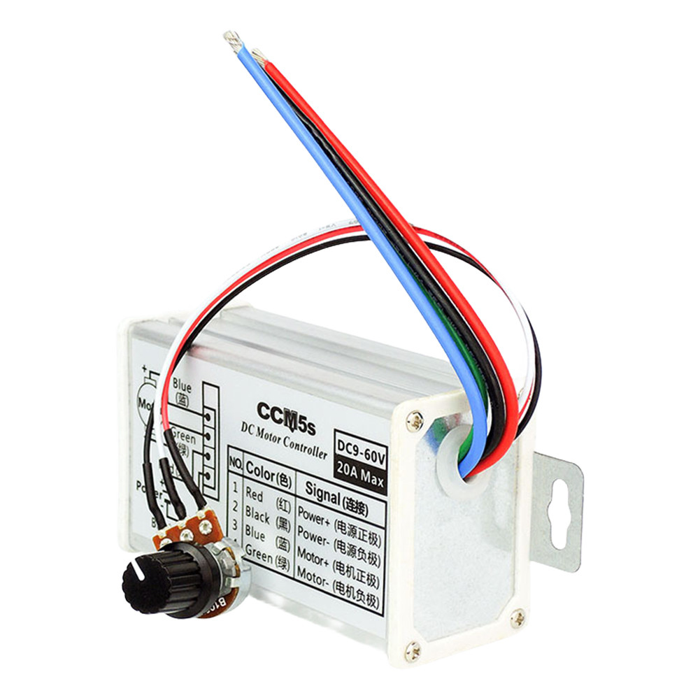 Stepless DC Motor Speed Controller DC 9V-60V 12V 24V 60V 20A PWM DC Motor Driver Speed Controller PW