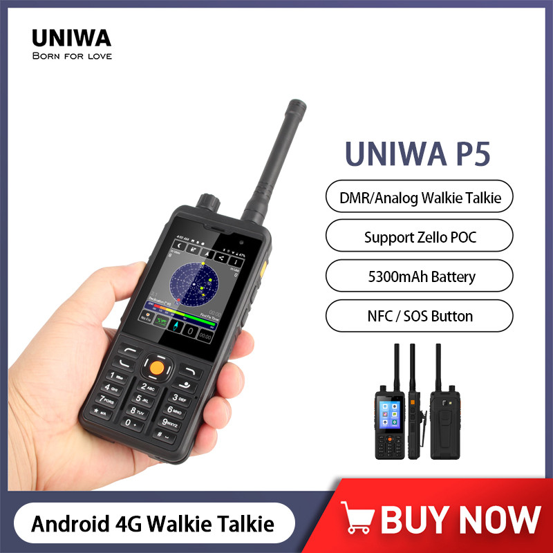 UNIWA P5 DMR/Analog Walkie Talkie Phone Zello POC 5300mAh Smartphone