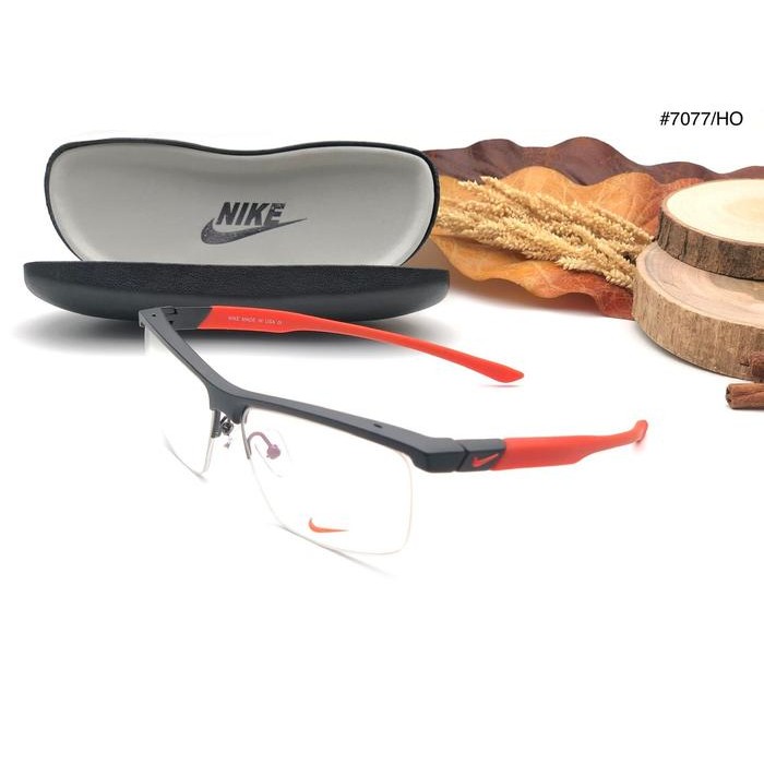 frame kacamata sporty pria nike 7077 half lensa