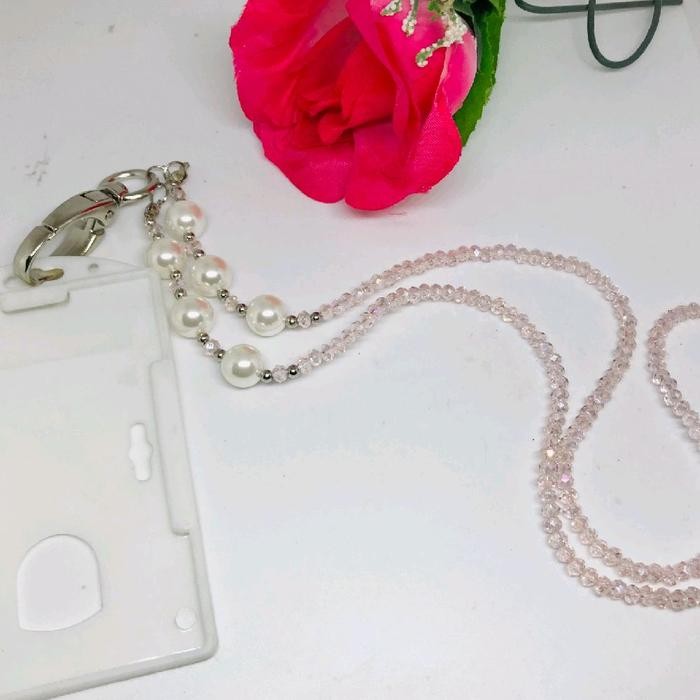 

SIAPKIRIM Lanyard Strap Tali Kalung Kartu ID Card Kristal - Mutiara READY STOCK