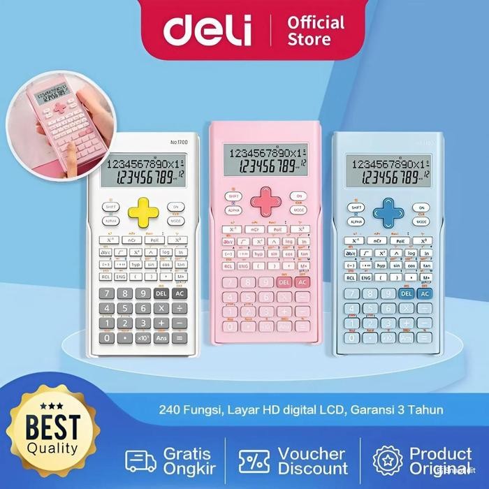 

(Gln) - Deli Scientific Calculator/ Kalkulator Ilmiah 12 Digit 240 Fungsi 1700 Calculator Alat