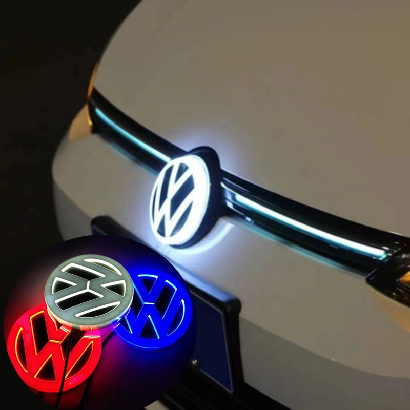 11cm LED Car Front Rear Emblem Badge Sticker For VW Polo Golf Jetta