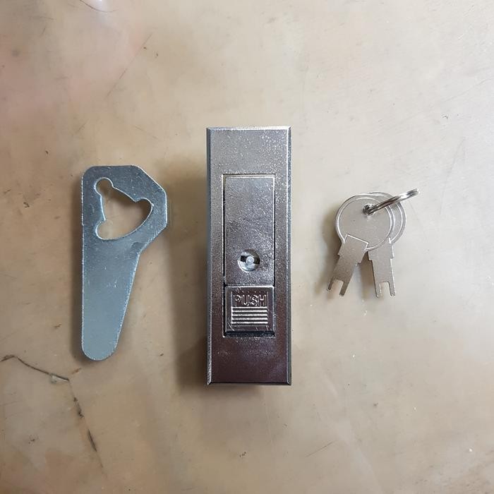 Terlaris Kunci Tekan Box Panel Listrik + Kunci Kecil Silver / Panel Push Lock Open + Key Baru