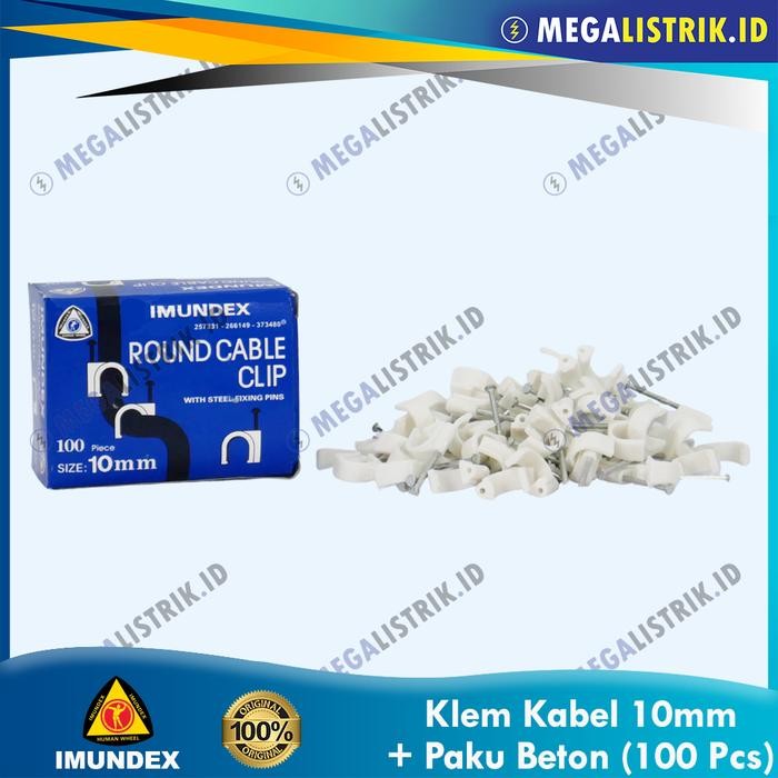 

Super Murah! Imundex Klem Kabel 10mm + Paku Beton ( 100 Pcs ) / Klip Kabel / Round Cable Clip Ukuran 10 mm Per Pack Murah