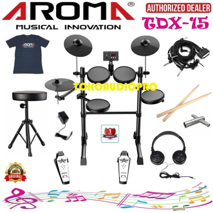 Aroma TDX15 Digital Electronic Drum Kit Drum Elektrik Paket TDX-15