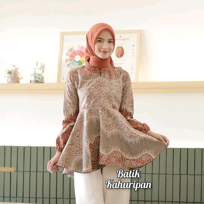 Batik Wanita Modern Baju Batik Wanita Model Payung Blus Batik Kekinian *