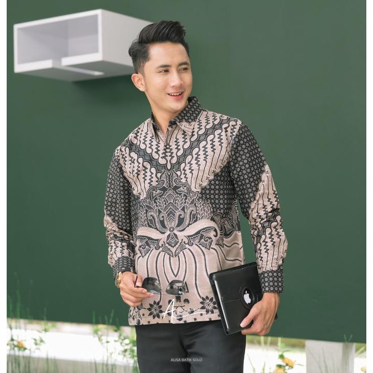 ALISA BATIK SOLO Motif Gurdho Kemeja Batik Katun Prima Solo Sragenan Lengan Panjang Modern Premium