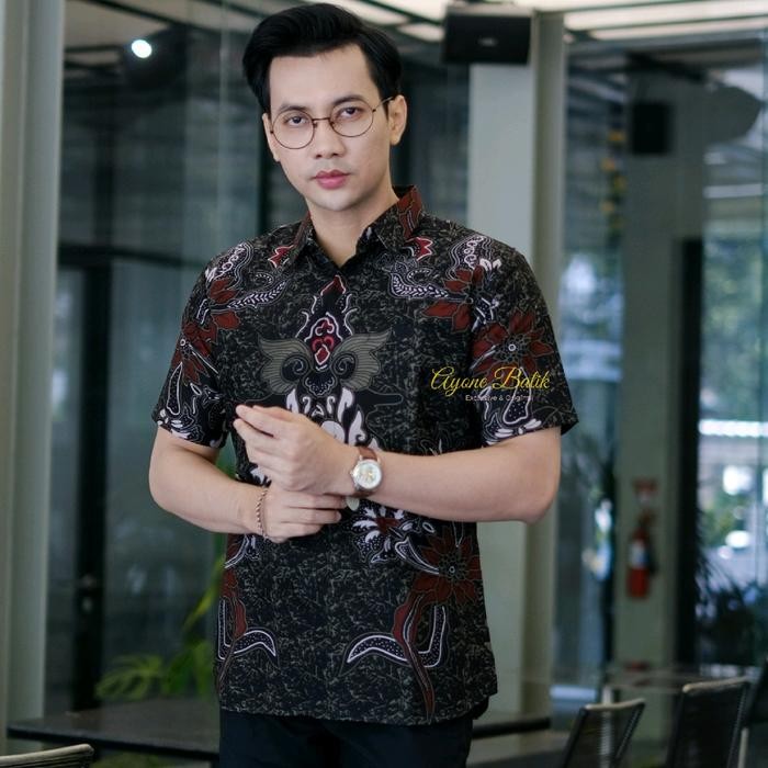 Kemeja batik lengan pendek pria terbaru ARGANI hem batik lengan pendek anak muda bahan katun halus