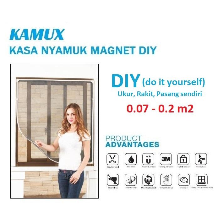 PREMIUM Kamux Custom 0.07-0.2m2 Kawat Nyamuk Magnet DIY Kasa Nyamuk Fiberglass