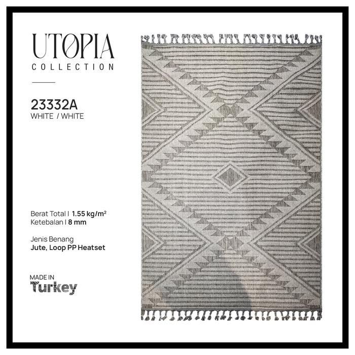PREMIUM Karpet Anyaman Minimalis Bermotif Utopia ~ 160x230 cm