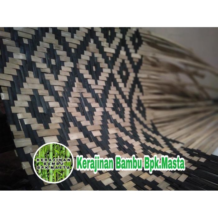 PREMIUM Kerajinan Anyaman Bambu Bilik Motif Warna Hitam Harga Permeter