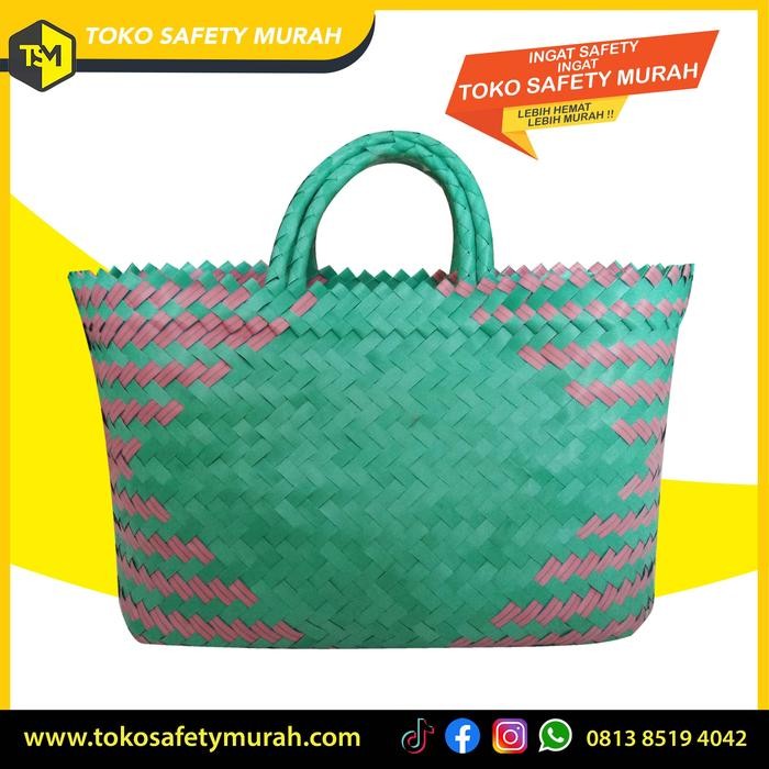 PREMIUM Tas Keranjang Sayur Tas Jinjing Plastik Anyaman Tas Belanja / Souvenir / Parsel