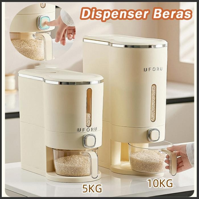 PREMIUM 5/10KG Dispenser Beras Modern /Tempat Wadah Penyimpanan Beras /Tempat Penyimpanan Beras /