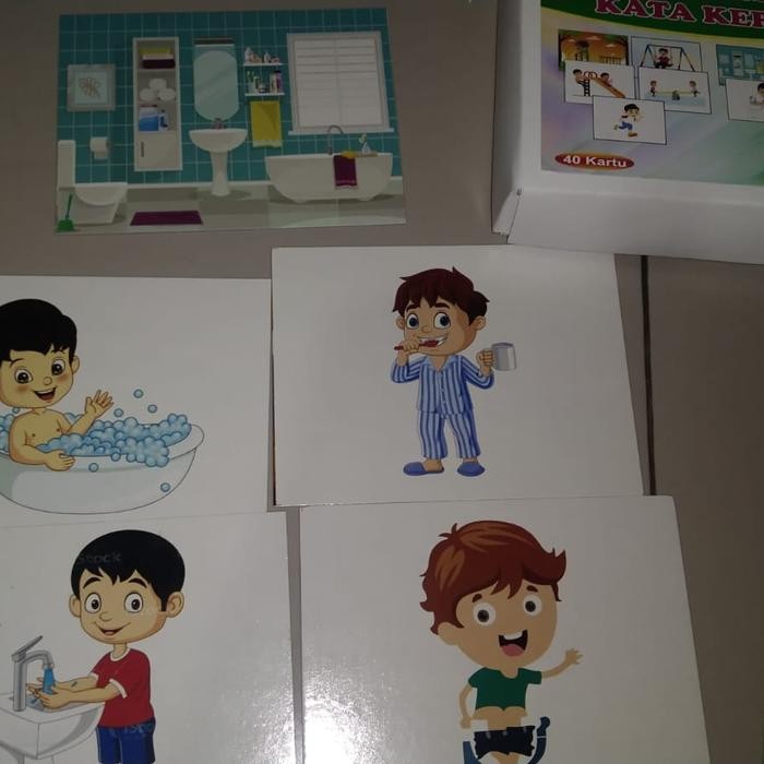 (Allthebest) kartu pemahaman kata kerja anak terapi wicara anak.