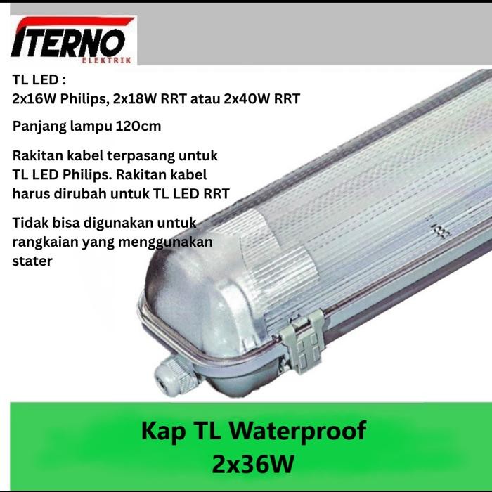 Kap Lampu Waterproof 2x36 2x36W TL LED 2x16W IP65