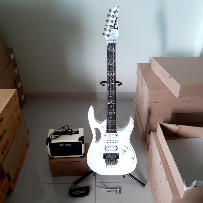 Gitar Ibanez jem flower white plus ampli dan kabel jack new paketan