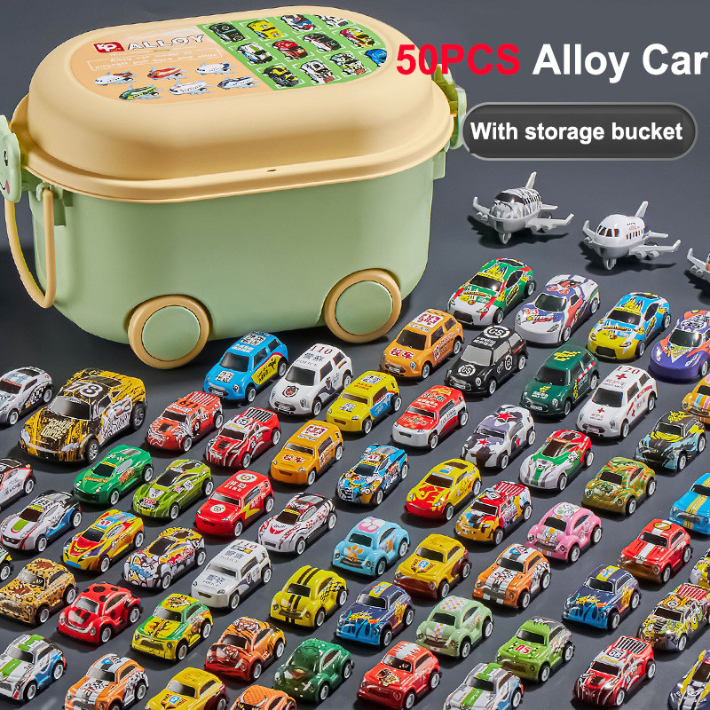 50PCS Alloy Car Model Children's Toy Car Pull-back Car Flying Chess Set Children's Educational Toy C
