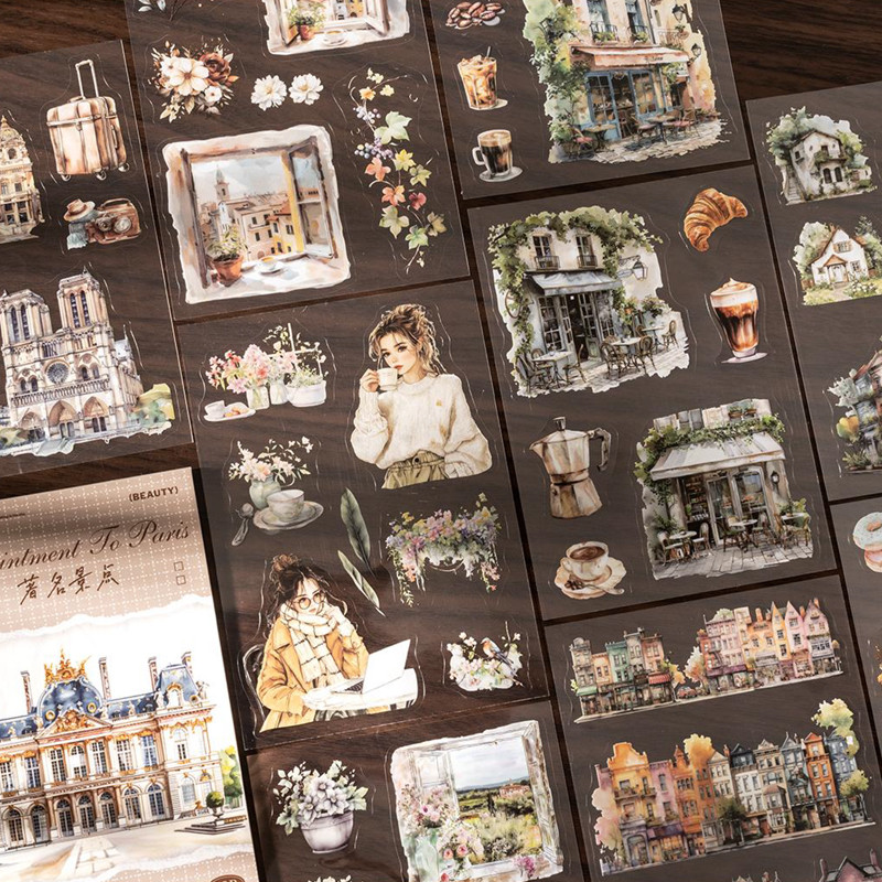 

2Style 54Sheets/bag European and American modern style aquascape die-cut sticker book DIY