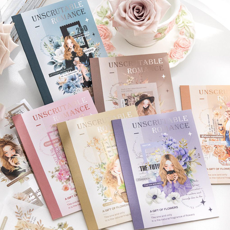 

6 styles 101 sheets / pack character dual material die-cut sticker book flower girl theme