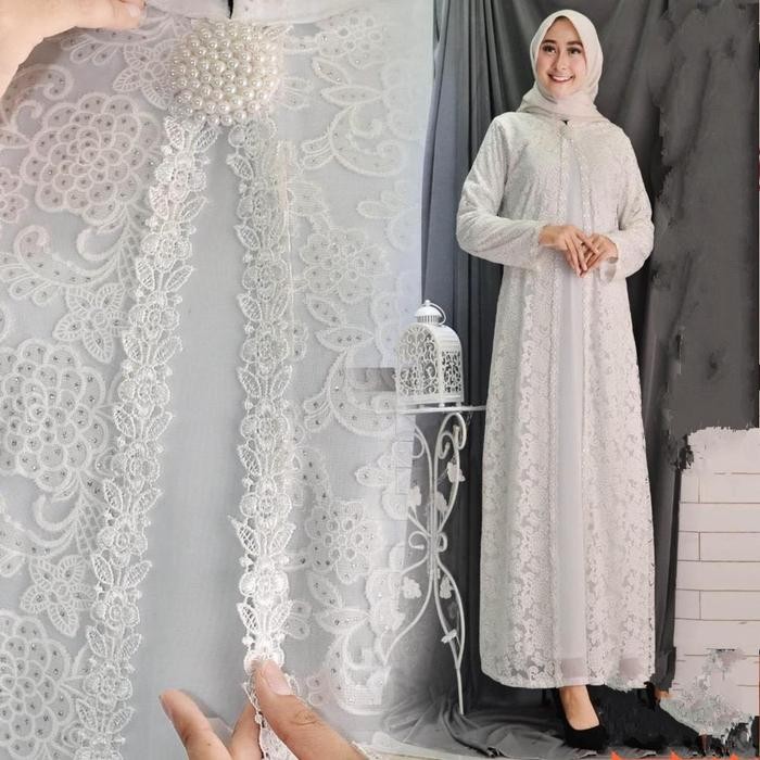 (Expert) Baju Gamis Putih Wanita Bahan Sifon Ceruti Premium Ukuran Jumbo