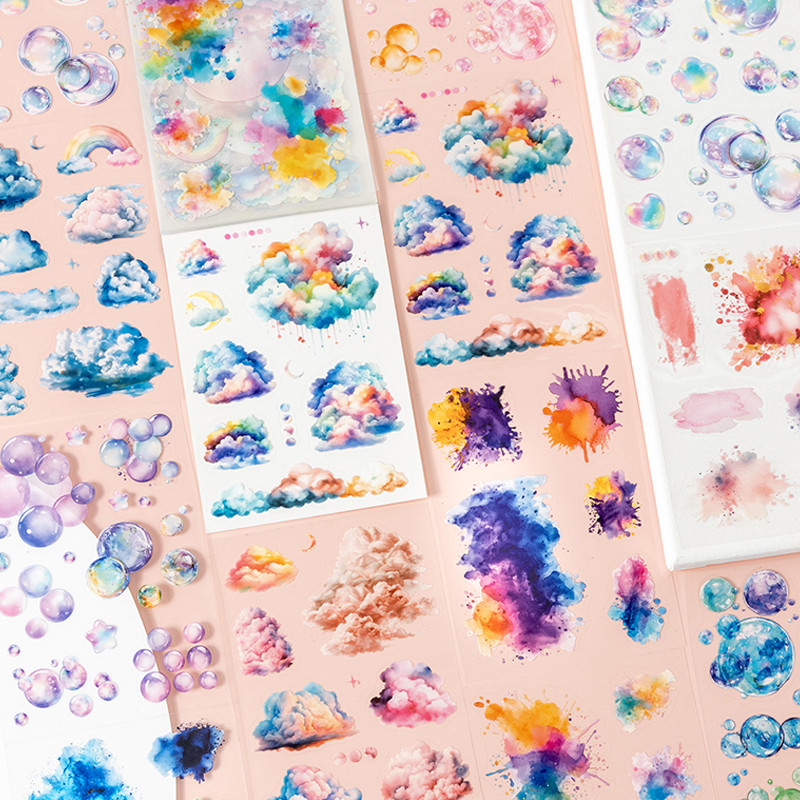 

18pcs My Speckled World Series Watercolour Swoosh Die-Cut Sticker Book Handbook Material