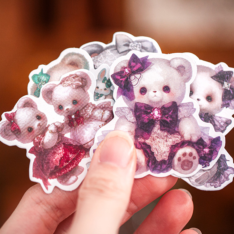 

100pcs/bag Teddy Bear Fairytale Series Tin Box Stickers DIY Handbook Scrapbook Album Photo