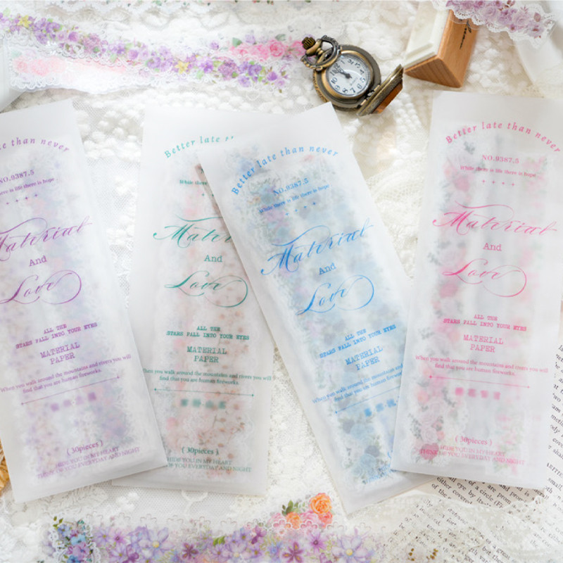 

4Style 30Pcs/bag Lace Flower Love Series PET Sticker Pack for DIY Handbook Phone Case